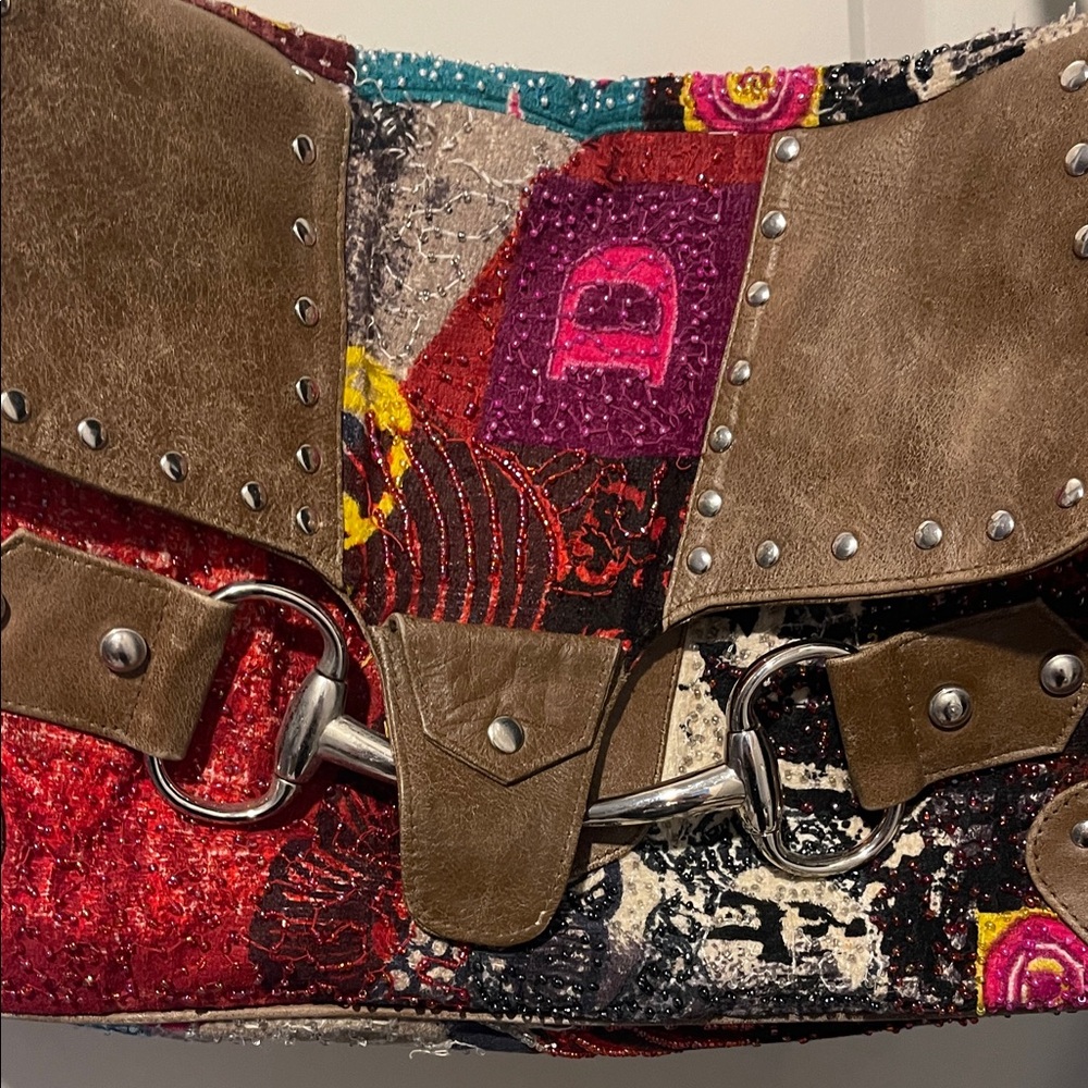 Multicolor Patchwork Shoulder Bag - image 2